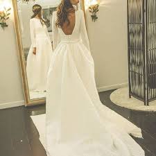 Decent Bateau Long Sleeves Court Train Pleated Wedding Dress In 2020 Backless Wedding Wedding Dresses Long Sleeve Wedding
