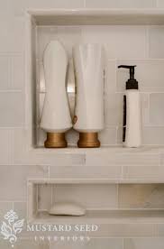 Like Built In Shelves Big Enough For Large Size Shampoos Conditioners Would Need For 2 Sets Plus Area For Soap Master Bathroom Shower Niche Bathroom Makeover