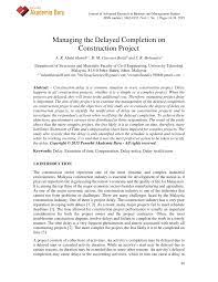 This article reviews the the extension of time in construction. Pdf Managing The Delayed Completion On Construction Project