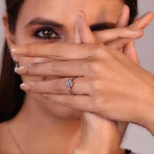 Cushion Lab Grown Diamond Engagement Ring: Tapered Baguette Yellow Gold