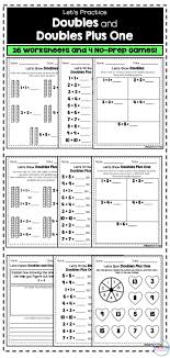26 Worksheets And 4 No Prep Games For Teaching Doubles And Doubles Plus One Perfect For Small Math Grou Learning Worksheets Addition Worksheets Math Worksheet