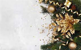 Download Wallpapers Christmas Golden Christmas Decorations Happy New Year Merry Christmas White Background Golden Flower Christmas Background For Desktop Free Pictures For Desktop Free