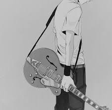 Black And White Anime Boy With Guitar Anime Guitar And Manga Image Anime Anime Boy Anime Characters