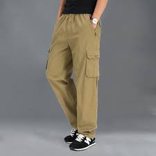 Business casual cargo pants for men. Spring Summer Fashion High Quality Cotton Man Pants Straight Long Full Length Blackassic Business Casual Rousers Thin Section Angel And Baby