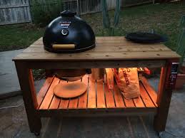 Page 1 Of 2 Cedar Akorn Table Complete Posted In Do It Yourself Started On It Saturday Afternoon And Wrapped It Grill Table Bbq Table Kamado Grill Table