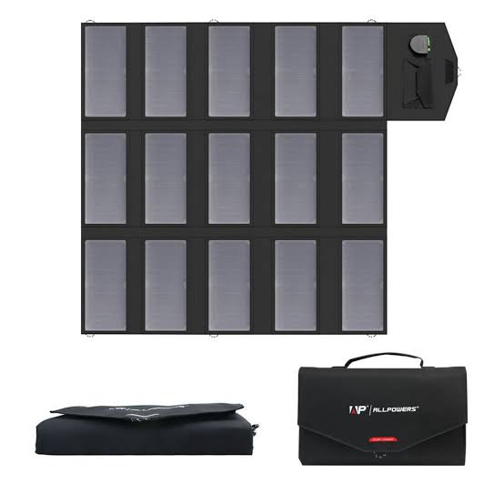 Monocrystalline foldable solar panel array, AI generated