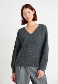 Vero Moda VMDESMA V NECK - Jumper - dark grey melang/mottled dark grey -  Zalando.co.uk