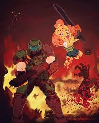 Doom Eternal Crossover Fan Art In 2020 Anime Slayer Meme Cartoon Crossovers