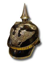German spiked helmet 'pickelhaube' and 'stahlhelm' helmet from the first world war on display at the royal fusiliers in the tower of london. Pickelhaube Zxc Wiki
