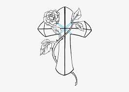 See more ideas about roses drawing, rose drawing, drawings. How To Draw A Cross With A Rose In A Few Easy Steps Drawing Transparent Png 678x600 Free Download On Nicepng