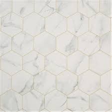 Hexagon pvc flooring luxury vinyl 3mm thickness. Marble Hex White Sheet Vinyl Flooring Top Quality Great Value