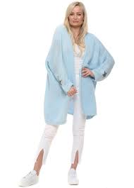 Adorable pale blue cotton knit sweater top by minutus, suitable for baby boys and girls. Baby Blue Glitter Star Slouchy Knit Cardigan Designer Desirables