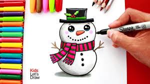 Dibujos infantiles para colorear relacionados. Aprende A Dibujar Un Muneco De Nieve Navideno Clasico How To Draw A Cute Classic Christmas Snowman Youtube