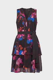 What are some examples of seamless flower patterns? Floral Print Ruffle Short Dress Karen Millen