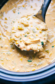 Made with green chile, chicken, corn and blended chickpeas to make it thick and creamy. Crockpot White Chicken Chili Secret Ingredient Chelsea S Messy Apron