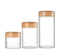 40ml 80ml 90ml 100ml Clear Cosmetic Cream Food Jar with Bamboo Wooden Cap  Glass Plastic Jars with Lids