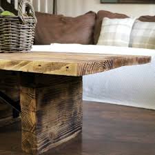 Rustic living room / rustic coffee tables; Rustic Wooden Coffee Table With Chunky Legs Tawny Twine