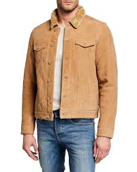 Faux suede shearling jacket $59.99 compare at $98 see. Scotch Soda Men S Suede Trucker Jacket W Sherpa Trim Neiman Marcus