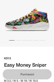 Latest on brooklyn nets power forward kevin durant including news, stats, videos, highlights and more on espn. Nike Kd 13 Ep Kevin Durant Easy Money Sniper Floral Women Size 9 5 Men Size 8 Ebay