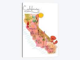 View an interactive map of recent california arts council grantees. California Map Art Print By Sara Franklin Icanvas