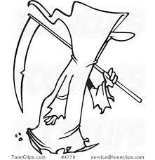 Maybe you would like to learn more about one of these? Cartoon Black And White Line Drawing Of A Walking Grim Reaper 4778 By Ron Leishman