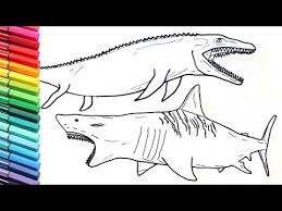 Megalodon Shark And Jurassic World Mosasaur Dinosaurs Color Pages Drawing And Coloring Lessons Dinosaur Coloring Pages Shark Coloring Pages Dinosaur Coloring