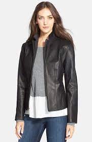 695 Cole Haan Notch Collar Lambskin Leather Jacket Lambskin Leather Jacket Leather Coat Jacket Leather Jacket Outfits