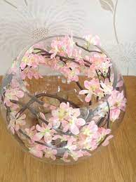 Gorgeous Artificial Flower Arrangement Cherry Blossom Water In Large Fish Bowl Cherry Blossom Bedroom Cherry Blossom Decor Cherry Blossom Theme