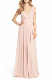 Monique Lhuillier Bridesmaids Sleeveless Deep V Neck Chiffon Gown Nordstrom Exclusive Bridesmaid Sleeveless Womens Bridesmaid Dresses Blush Chiffon Gown