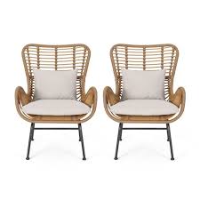 Noble House Marquwz Outdoor Wicker Club Chairs With Cushions Set Of 2 Light Brown And Beige Walmart Com In 2020 Wicker Patio Chairs Outdoor Wicker Patio Chairs