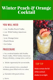 I could see this being made cold as well with the honey and lemon and such and being a nice by the pool drink. Winter Peach Orange Cocktail Home Jobs By Mom