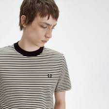 Fred Perry Fine Stripe Heavy Weight Regular Fit Short Sleeve Tee