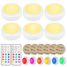Bls Led Puck Lights With Remote Control Wireless Under Cabinet Lighting Battery Powered Lights Stick On Lights Color Changing Lights With Dimmer And Timer Aa Battery Operated Closet Light 6 Pack