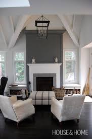 Feature Wall With Color Accent And With White Around The Fireplace Fireplace Accent Walls White Fireplace Living Room With Fireplace