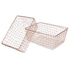 2 Cestas De Metal Cobrizo Andor 40 Panier Filaire Panier Panier Rangement
