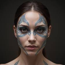 A lifelike close-up portrait of a person with striki...