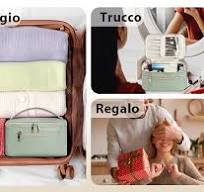 Trousse Trucchi Donna Borsa Porta Trucchi in Eco Pelle Vegana Con Sacchetto  Per Pennelli Beauty Case Grande Idrorepellente Per Viaggiare Durante la ...