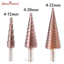 Metal Drill 4 12 20 32mm Step Drill Bit Hssco High Speed Steel Cone Cobalt Drill Bits Tool Set Hole Cutter For Stainless Step Drill High Speed Steel Drill Bits