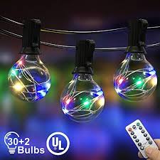 Outdoor lights make decorating easy, you can simply have lights alone and no other decoration, but your outdoors it has led innovative technologies related to laser and holographic projection. Rbj9njz Ielecmg Outdoor String Light 32 8ft 30pcs Linkable Patio Lights Dimmable G40 Globe Led String Lights With Remote Control Ul