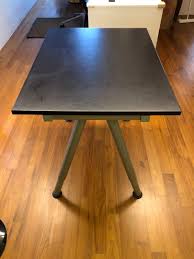 Folding wooden desktop stand for tablet laptop macbook air or pro on sale,buy your favorite portable bamboo wooden desktop folding holder for tablets ipad laptop on sale,buy your this spacious desk stores everything for the task at hand. Ikea Black Wooden Table Top With Galant Grey Steel Legs Furniture Home Living Furniture Tables Sets On Carousell