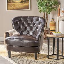 Amazon Com Christopher Knight Home Alfred Tufted Bonded Club Contemporary Lounge Accent Chair Brown Le In 2020 Leather Club Chairs Tufted Club Chairs Tufted Leather