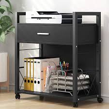 Amazon Com Tribesigns Mobile Printer Stand Modern Lateral File Cabinets Computer Side Table Printer Cart Lateral File Cabinet Storage Drawers Printer Stand