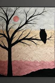 Painting Simple Bird Sitting On A Tree Drawing Unique Textured Painting Of Owl On Tree Branches With Moon Abstract Painting Acrylic Canvas Painting Easy Canvas Painting