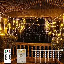 Amazon Com Icicle Lights 90 Led 10 Ft Short Curtain Lights With 8 Modes Remote Control Powerd By Usb Battery Waterproof Fairy String Lights For Indoor Outdoor Holiday Party Window Decoration Warm White Everything