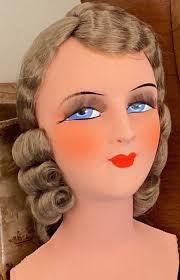 Vintage French Boudoir Doll Head Only Poupee De Salon Bed Doll Molded Doll  Head Art Deco Flapper With Wig Eyelashes