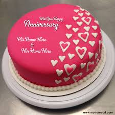 Hope this special day will be full of laugh and funny minds. Red Anniversary Cakes With Couple Name Edit Online Free