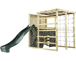 Mit welcher farbe streiche ich ein klettergerüst? Klettergerust Plum Holz Mit Rutsche Grun Bei Hornbach Kaufen