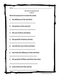 Numerical Expressions Worksheet 5 Oa 2 Math Expressions Free Math Lessons Numerical Expression