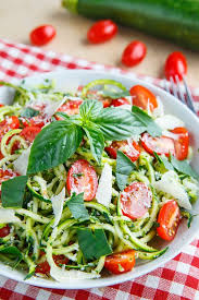 Pesto Zucchini Noodles With Roasted Tomatoes And Grilled Chicken Recipe Veggie Noodles Recipes Grilled Chicken Recipes Pesto Zucchini Noodles