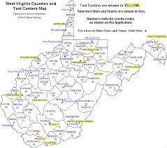 Wv County Map With Cities Wv Counties And Test Centers Map